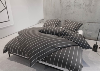 Mako Satin Bettwäsche Urban Stripe anthrazit 155x220 + 80x80