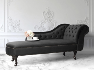 Beliani 'Nimes' Chaiselongue, Schwarz, Samt, 79 x 65 x 169 cm, Rechts