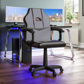 Vida Designs Racing Comet Gaming Computer Sessel Büro Chef Einstellbar Drehbar PU Kunstleder Grau & Schwarz