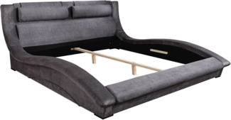 riess-ambiente Polsterbett SWING 180x200 cm grau · Samt · mit Stauraum & Lattenrost (Einzelartikel, 1-tlg), geschwungenes Rahmenbett · mit Nackenstützkissen & Bettkasten
