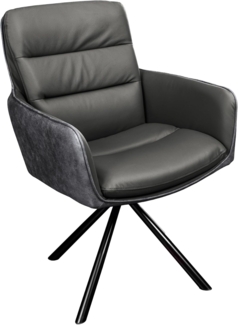 riess-ambiente Polsterstuhl BIG GEORGE grau / schwarz (Einzelartikel, 1 St), Esszimmer · Echtleder · Microfaser · 360° drehbar · Armlehne · Retro