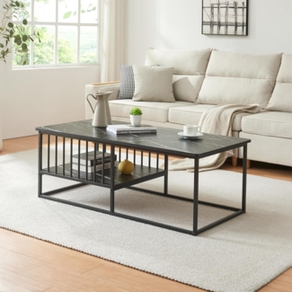 Couchtisch Raukurg 120 x 60 x 44 cm Marmoroptik, schwarz [en. casa]