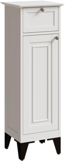 Badschrank Vanity Weiß 32 x 92 cm mit Schublade Vicco