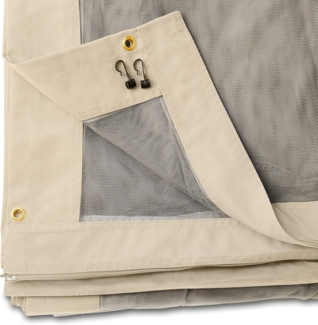 TOOLPORT Moskitonetz für Gartenpavillon Sunset Deluxe 3x3 m - Polyester - Insektengitter mit Reißverschluss - champagner