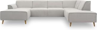 DOMO Collection Jules Wohnlandschaft, Skandinavisches Sofa mit Federkern, Couch in U-Form, hellgrau, 159x333x191 cm