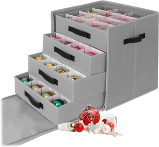 relaxdays Aufbewahrungsbox Weihnachtskugel Aufbewahrungsbox, grau