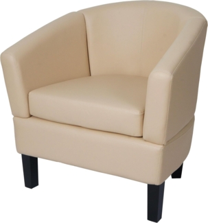 Lounge-Sessel HWC-O17, Sessel Clubsessel Cocktailsessel, FSC®-zertifiziert Kunstleder ~ creme