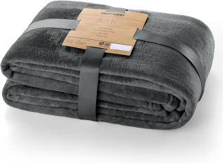 DecoKing Kuscheldecke 200x220 cm grau Decke Microfaser Tagesdecke Fleece weich sanft kuschelig anthrazit Graphit Grey dimgray Charcoal Mic