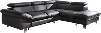 Mivano Ecksofa Driver in modernem Design / Ledersofa in L-Form mit Ottomane rechts / Inkl. verstellbare Kopfstützen / 266 x 73 x 214 / Kunstleder schwarz