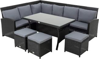 Polyrattan Essgruppe schwarz Sitzgruppe Garten Lounge Gartenmöbel Set Rattan