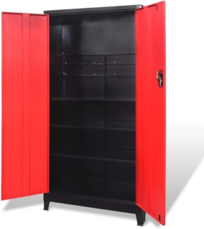 vidaXL Werkzeugschrank mit 2 Türen Stahl 90x40x180 cm Schwarz/Rot 20158