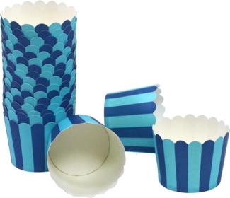 Frau WUNDERVoll Muffinform Muffin Backformen, klein Durchmesser 5 cm, blau mit hellblauen Streife, (50-tlg)