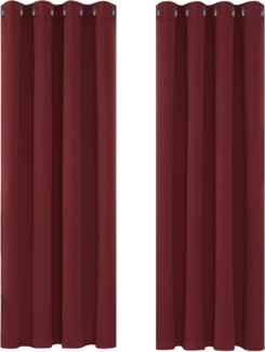 Deconovo Verdunkelungsvorhang mit Ösen für Wohnzimmer Thermogardine Kälteschutz Fensterdeko, 183x117 cm(HöhexBreite), Rot, 2er Set