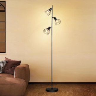 Dehobo Industrial Stehlampe Wohnzimmer Stehlampe Vintage Retro Wohnzimmerlampe Moderne LED E27 Fußsteuerung Leselicht Schwarze Einstellbare Stehleselampe für Schlafzimmer Esszimmer Ecke Ohne Glühbirne