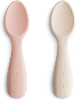 Mushie Toddler Starter Silikonlöffel 2er Pack Blush/Shifting Sand