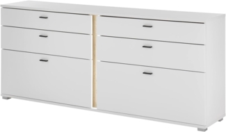 Sideboard Bellport in weiß matt und Eiche 200 cm