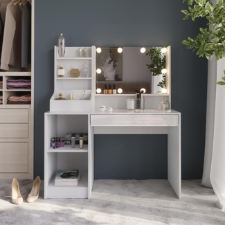 Schminktisch Sherry Weiß/Weiß Hochglanz 119.8 cm 4 Teile Vicco