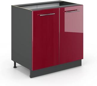 Vicco Unterschrank 80 cm Küchenschrank Hängeschrank Küchenzeile Fame-Line (Bordeaux Hochglanz)