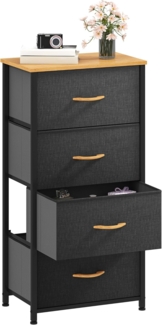 DWVO Kommode mit 4 Schubladen, Schrank aus Stoff mit Griffen, Metallgestell & MDF-Holzplatte, langlebig, für Schlafzimmer & Wohnzimmer,dunkelgrau