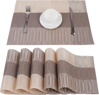 Belle Vous Platzset Belle Vous 6-tlg Tischsets Platzsets in Khaki & Braun - PVC Platzsets, (6-St)