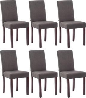 CLP 6er Set Esszimmerstuhl Ina Stoffbezug mit Holzgestell,dunkelgrau cappuccino