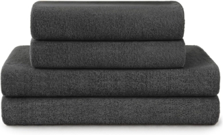 Blumtal Premium Frottier Handtücher Set mit Aufhängschlaufen - Baumwolle Oeko-TEX Zertifiziert, weich, saugstark - 2X Badetuch (70x140 cm), 2X Handtuch (50x100 cm), Anthrazit