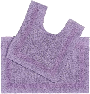 Homescapes Badematte 2 teiliges Luxus Badematten Set 100% Baumwolle flieder, Höhe 30 mm, Badematte - 50x80 cm, WC Vorleger - 50x55 cm