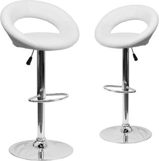 Flash Furniture Höhenverstellbarer Barhocker aus Vinyl, Chrom, Weiss/opulenter Garten, 2 Pack