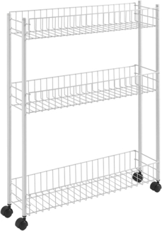 METALTEX 341433014 Fino Allzweckwagen, 3 Etg. 60x16x72 cm plastifiziert / Rollregal extra schmal
