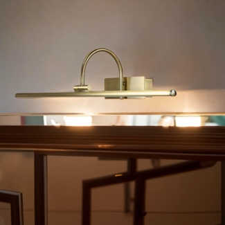 Licht-Erlebnisse Bilderleuchte GWENDI, LED fest integriert, Warmweiß, LED Wandlampe in Messing Antik Jugendstil 12W