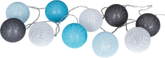 levandeo 10er Lichterkette LED Kugeln Lampions Baumwolle Blau Grau Cotton Girlande Deko Cottonballs