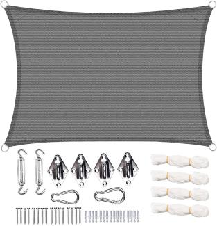 Sonnensegel Sonnenschutz HDPE Durchlässig UV Schutz grau 3x5 m