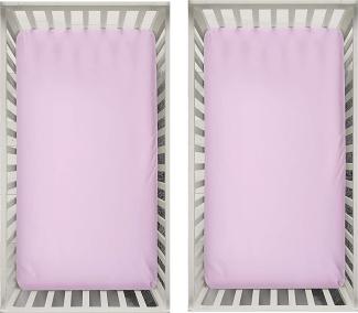 DuDu N Girlie Spannbettlaken für Babybett, Baumwoll-Jersey, rosa, 2 Stück