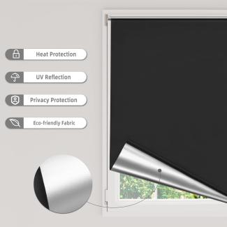 WOLTU Verdunklungsrollo ohne Bohren Schwarz 110x210cm (BxH), Thermorollo Klemmfix Fensterrollo Seitenzugrollo easyfix Verdunkelung Rollos Sichtschutz und Sonnenchutz, Klemmrollo für Fenster & Tür