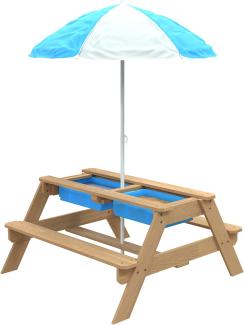TP Toys Holz Spieltisch & Matschtisch Tiger | inkl. Sonnenschirm | Natur | 97 x 95 x 170 cm