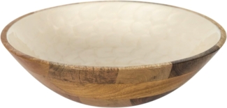 HOME DECO FACTORY, KA0653, Salatschüssel aus natürlichem Mangoholz, Elegantes und vielseitiges Design, ideal für Salate und Obst, leicht zu pflegen, Größe 27,5 cm, beige-braune Farbe
