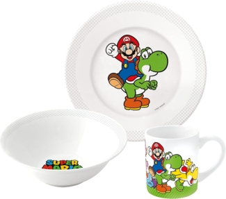 Nintendo Frühstücksteller Nintendo Super Mario Frühstücksset (Schale, Tasse, Teller)