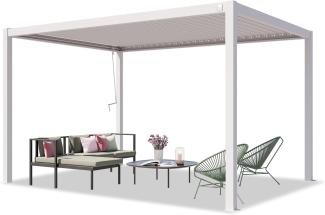 PRIMEYARD Pergola 3x4 m Aluminium-Pfosten mit Lamellendach aus Stahl weiße Terrassenüberdachung