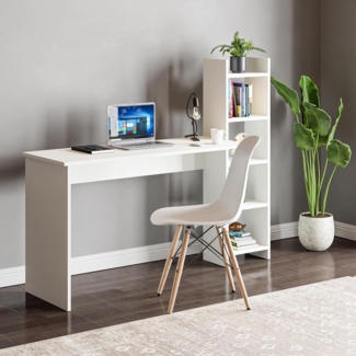 Schreibtisch mit Regal Chagtuniejle 150x45x120 cm Weiß [en. casa]