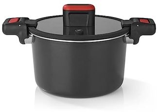 GOURMETmaxx Schnellkochtopf Energiespartopf Aluminium 5,8l schwarz/rot, (2-tlg)