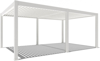 Weide E-Deluxe Plus | elektrische Pergola mit LED | Voll Aluminium | 4 x 6 M | motorisiertes Lamellendach weiß