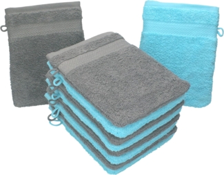 Betz Waschhandschuh 10 Stück Premium 16x21 cm Farbe anthrazit und türkis, (10-St)