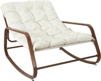 HOME DECO FACTORY, HDO7309, Schaukelstuhl Miami, weißes Holzimitat, natürliches Crush, Möbel, Gartenmöbel, Sitz für den Außenbereich, 92 x 69 x 130 cm, Sitzhöhe 46 cm, Beigebraun