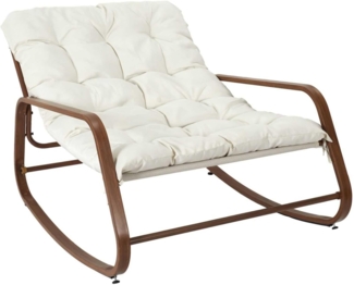 HOME DECO FACTORY, HDO7309, Schaukelstuhl Miami, weißes Holzimitat, natürliches Crush, Möbel, Gartenmöbel, Sitz für den Außenbereich, 92 x 69 x 130 cm, Sitzhöhe 46 cm, Beigebraun
