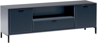 Lomadox Lowboard LAURO-161, Fernsehtisch Fernsehschrank TV-Schrank Indigo blau Rillenoptik 165 cm