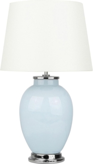'Brenta' Tischlampe Blau Keramik 56 cm Stoffschirm Weiß Empire Vasenform Kabel mit Schalter Retro-Stil