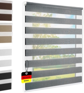 Doppelrollo Klemmfix Standardmaß - Farbe: Grau, Breite (cm): 90, Höhe (cm): 140