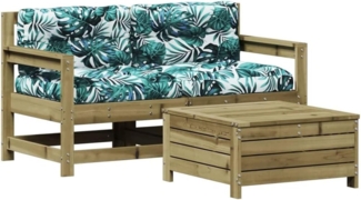 3-tlg. Garten-Lounge-Set mit Kissen Kiefernholz Imprägniert