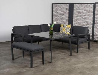 Garden Impressions Dining-Ecklounge "Petone" inkl. Ecksofa, Bank und Tisch, schwarz / anthrazit