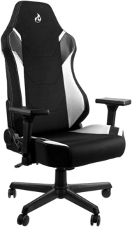 NITRO CONCEPTS X1000 Gaming Stuhl Bürostuhl Ergonomisch Schreibtischstuhl Drehstuhl mit Rollen Gaming Sessel Gaming Chair Pc Stoffbezug Belastbarkeit 135 Kilogramm - Schwarz/Weiß